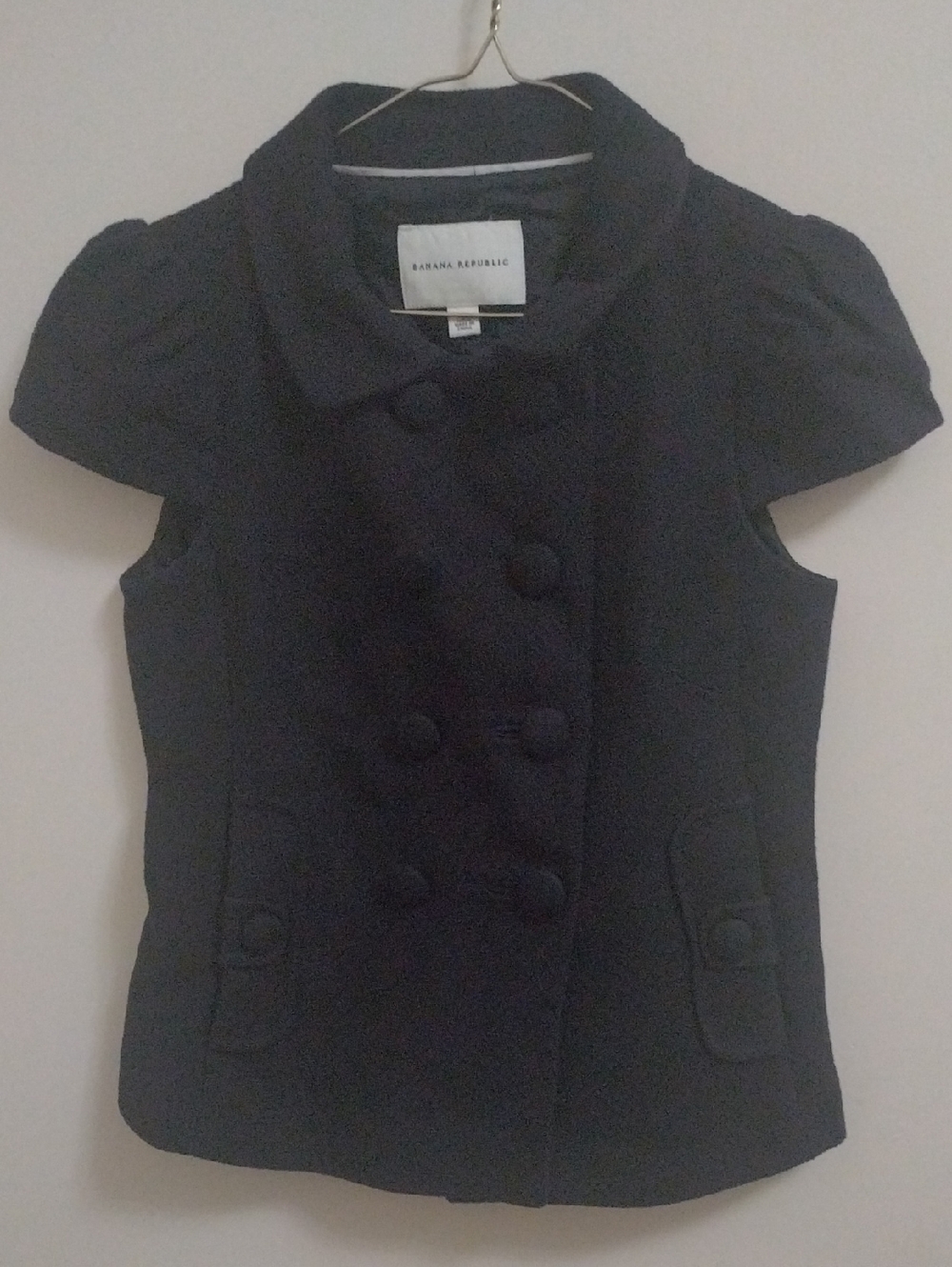 Banana Republic Short-sleeve Double-breasted Tweed Blazer Vest Sz 0